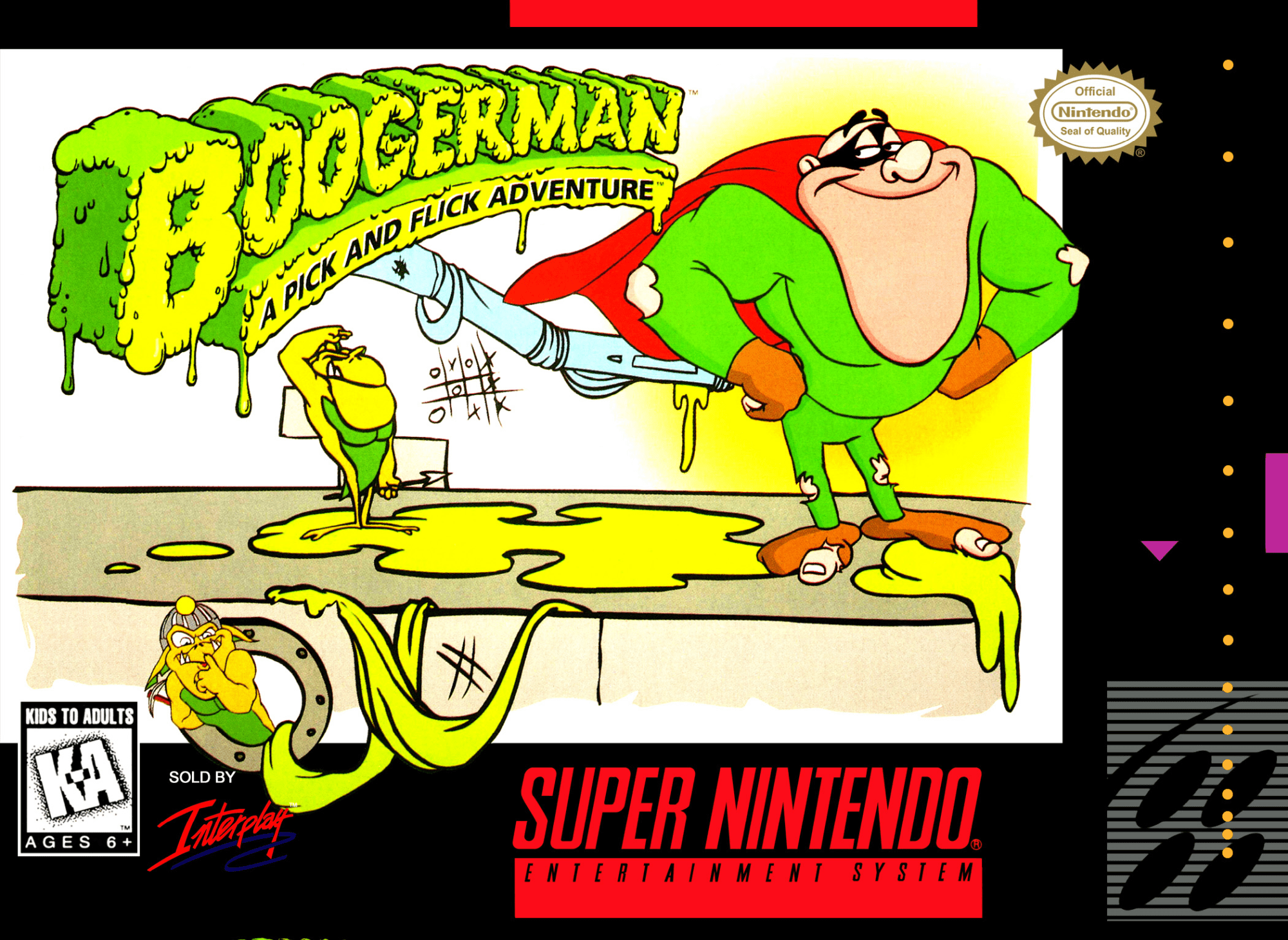 Boogerman A Pick and Flick Adventure box art for Super Nintendo
